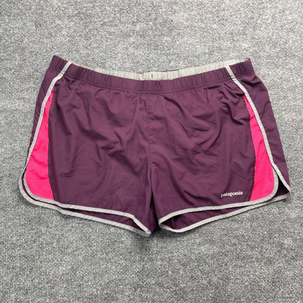 Patagonia Womens Running Shorts Purple  Mesh Side Panel Size Large NO DRAWSTRING